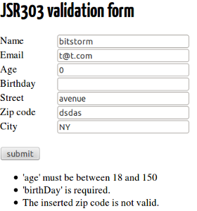 jsr303 form validation