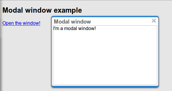 modal window example screenshot